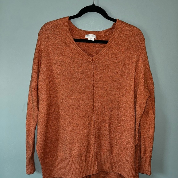 Ruby Moon Brown V-Neck Sweater Relaxed Fit Knit - Picture 1 of 3